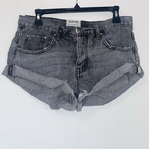 One X One Teaspoon Free People Bandits denim shorts Light Black/Gray
